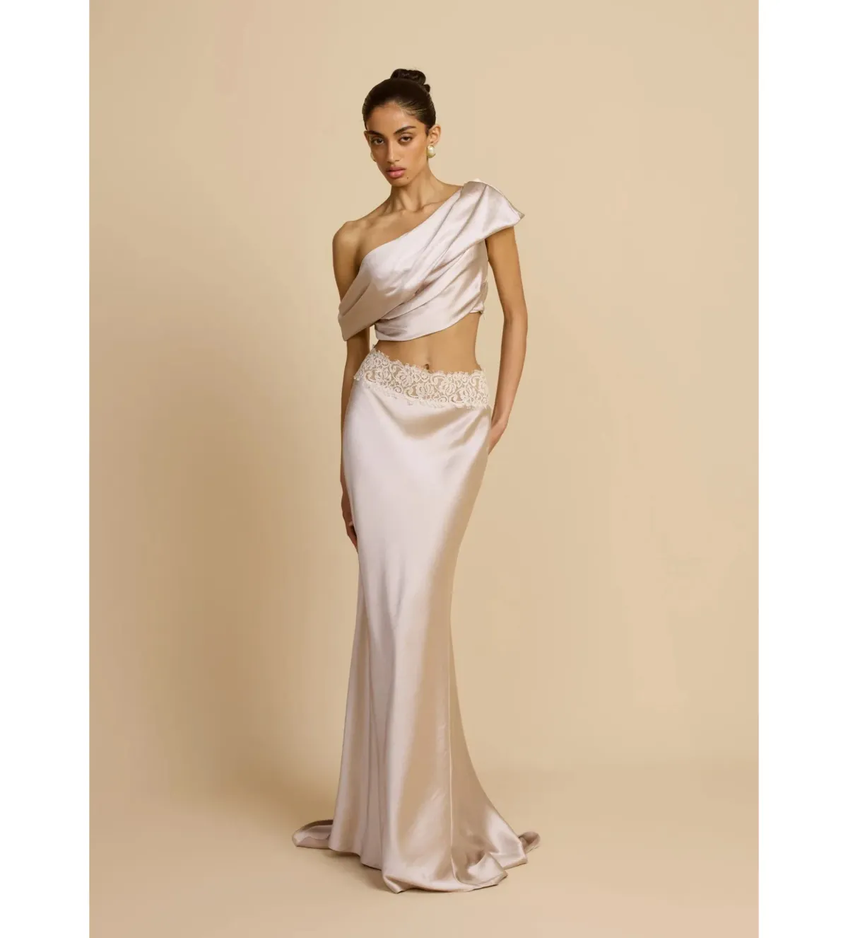 Arcina Ori Anaya Top and Maxi Skirt Set Oyster Size S AU 8 for rent on The Volte - main image