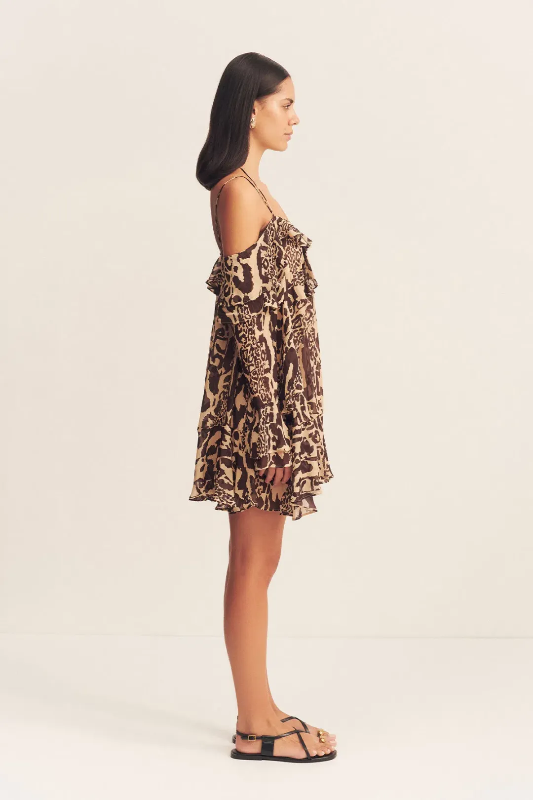 Shona Joy Goldie Tiered Mini Dress in Animal Effect Size XL / 14 for rent on The Volte - main image