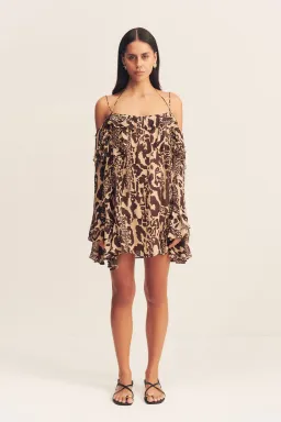 Shona Joy Goldie Tiered Mini Dress in Animal Effect Size XL / 14 for rent on The Volte - image 1