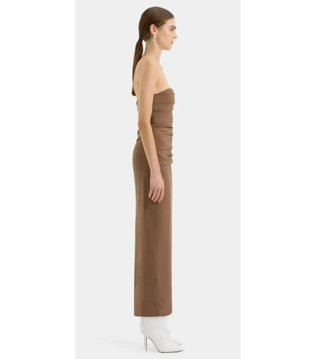 Sir the label Alba Strapless Maxi Gown in Mocha Size AU 10 for rent on The Volte - main image
