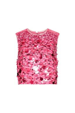 Aje Celeste Sequin Top & Cherie Sequin Skirt Set Pink Size 10 for rent on The Volte - image 3