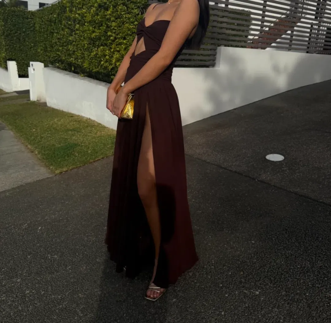 Runaway The Label Camille Maxi Dress in Brown  Size XS/ AU 6 for rent on The Volte - main image