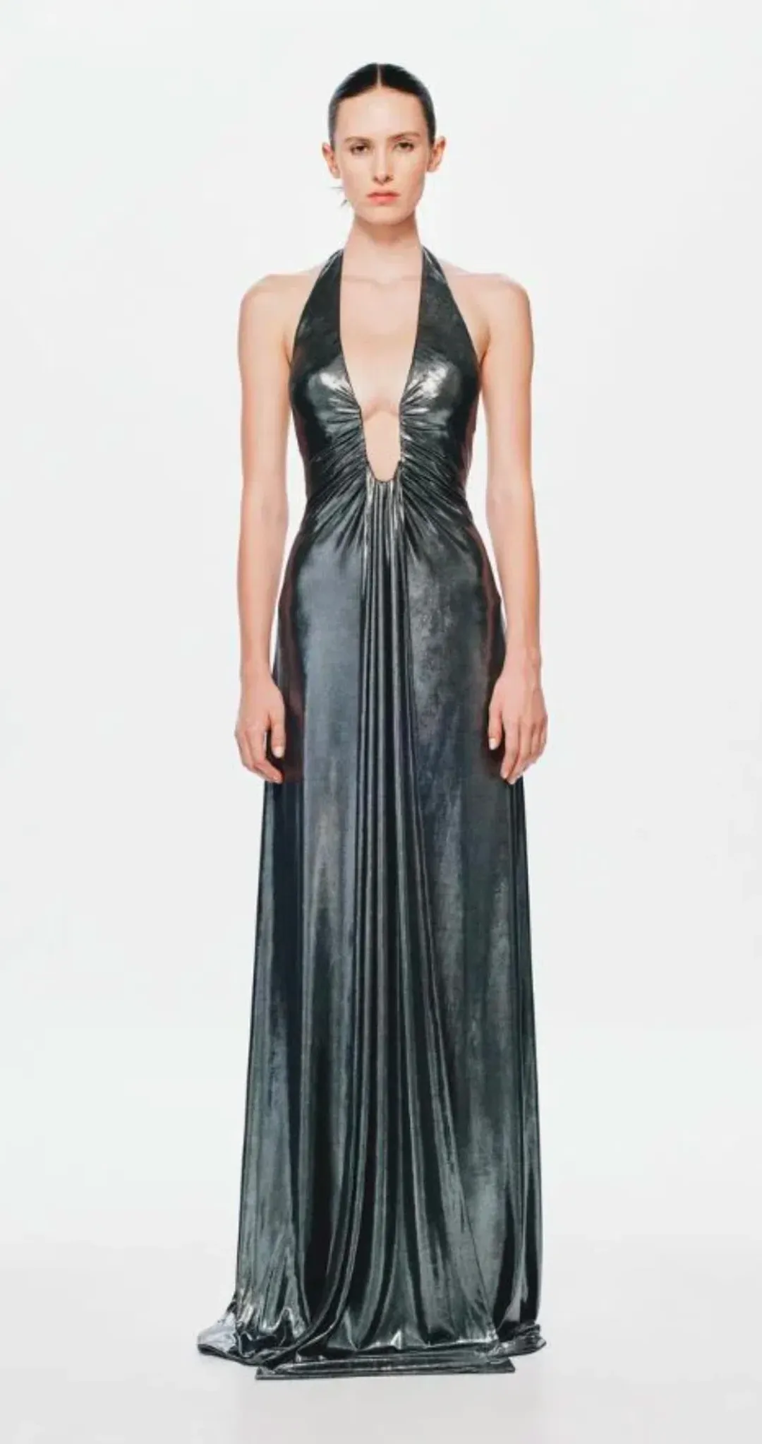 MISHA Jennifer Foil Dress Black Size 8 for rent on The Volte - main image