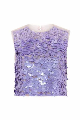 Aje Celeste Sequin Shell Top and Cherie Sequin Skirt Set Purple Size 8 for rent on The Volte - image 4