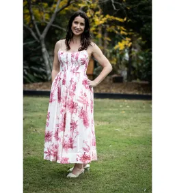 Zimmermann Waverly Corset Midi Dress Pink Palm Size 3 AU 14 for rent on The Volte - image 2