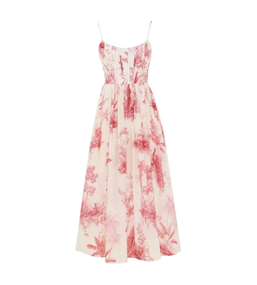 Zimmermann Waverly Corset Midi Dress Pink Palm Size 3 AU 14 for rent on The Volte - main image