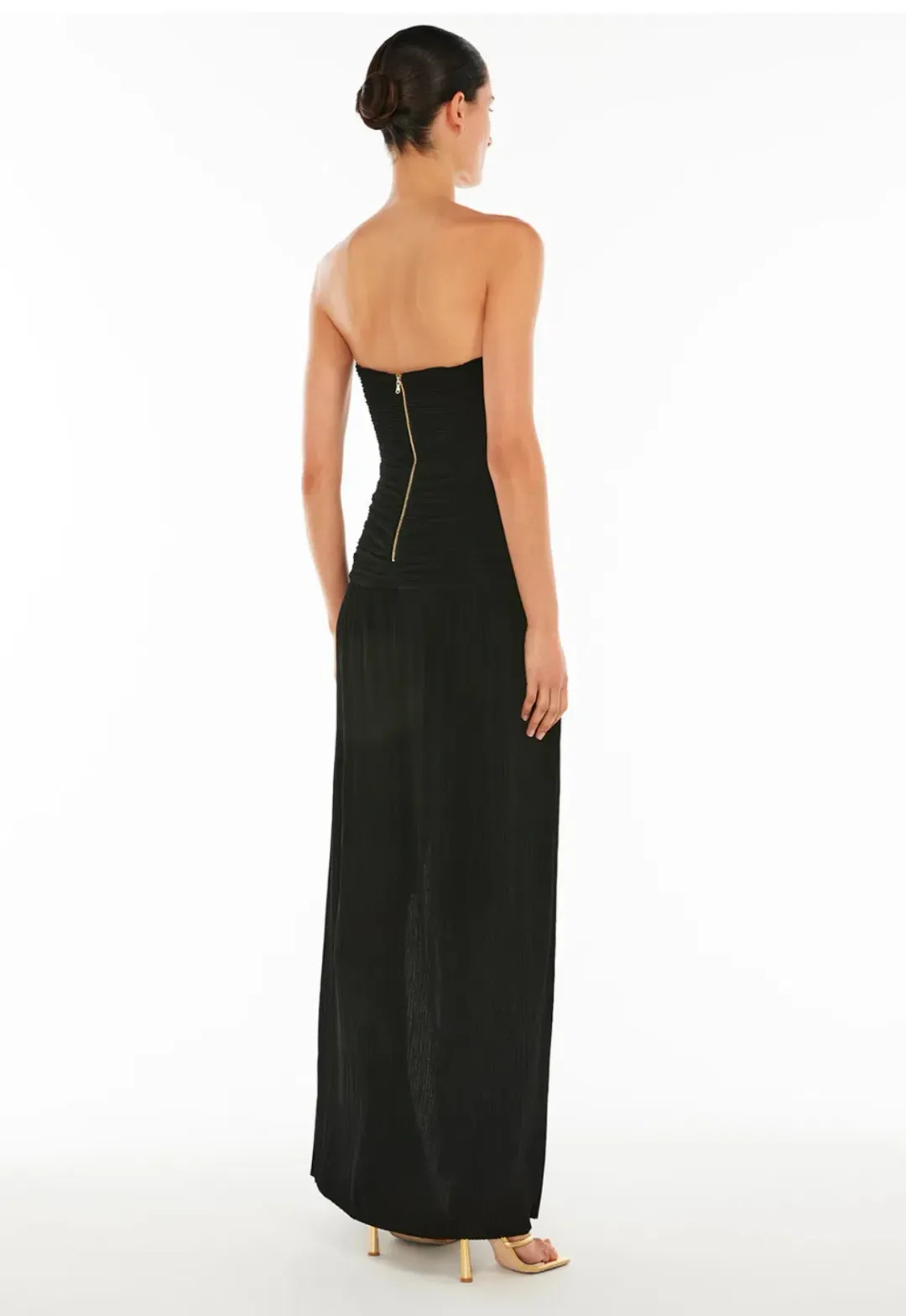 Manning Cartell Double Time Pleat Strapless Maxi Dress in Black Size AU 12 for rent on The Volte - main image