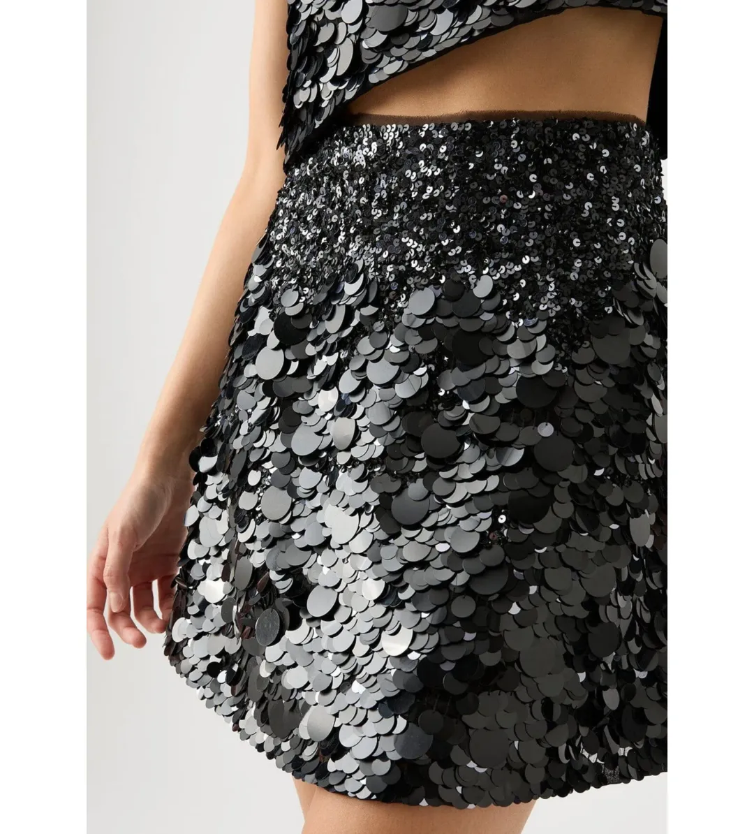 Aje Cherie Sequin Black Mini Skirt in Black Size AU 12 for rent on The Volte - main image