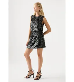 Aje Cherie Sequin Black Mini Skirt in Black Size AU 12 for rent on The Volte - image 2