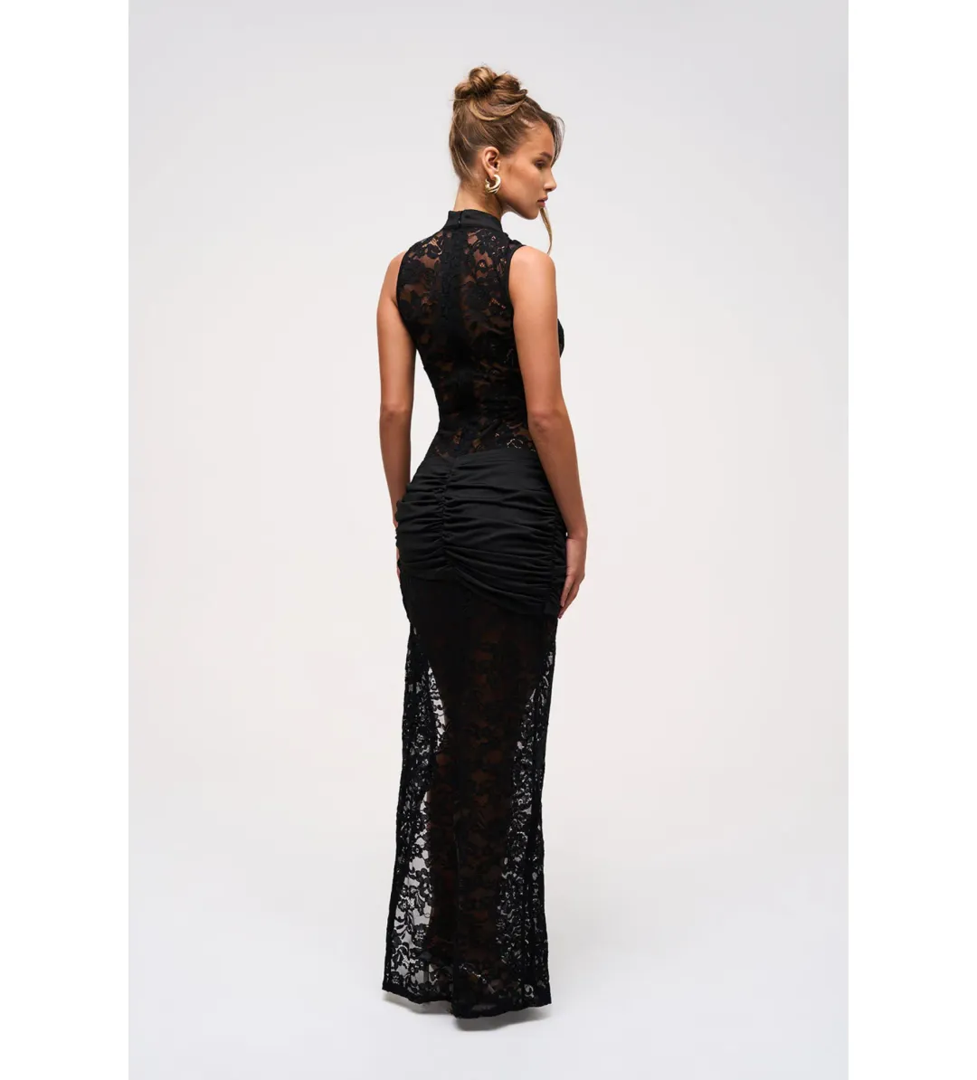 Murci Onyx Lace Keyhole Maxi Dress in Black Size 10/M for rent on The Volte - main image