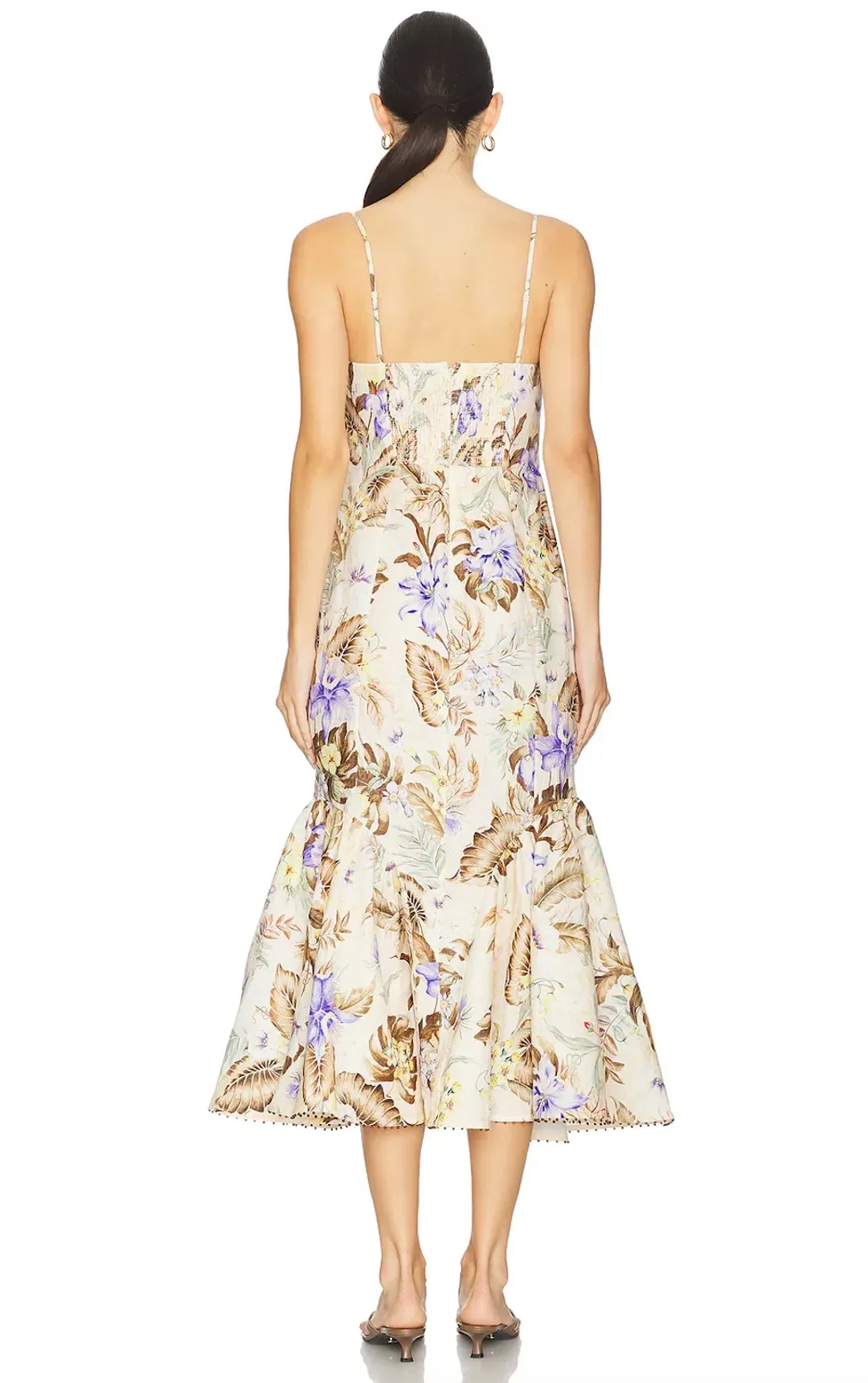 Zimmermann The Coco Tie Front Midi Dress in Cream Multi Floral Size 1 / AU 10 for rent on The Volte - main image