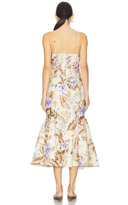 Zimmermann The Coco Tie Front Midi Dress in Cream Multi Floral Size 1 / AU 10 for rent on The Volte - image 2