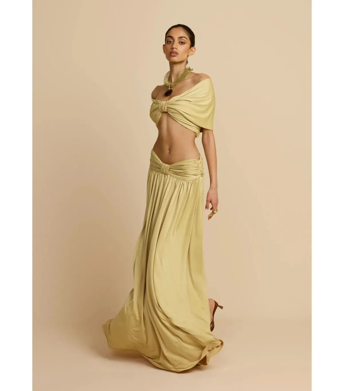Arcina Ori Alessia Top and Maxi Skirt In Gold Size S / AU 8 for rent on The Volte - main image