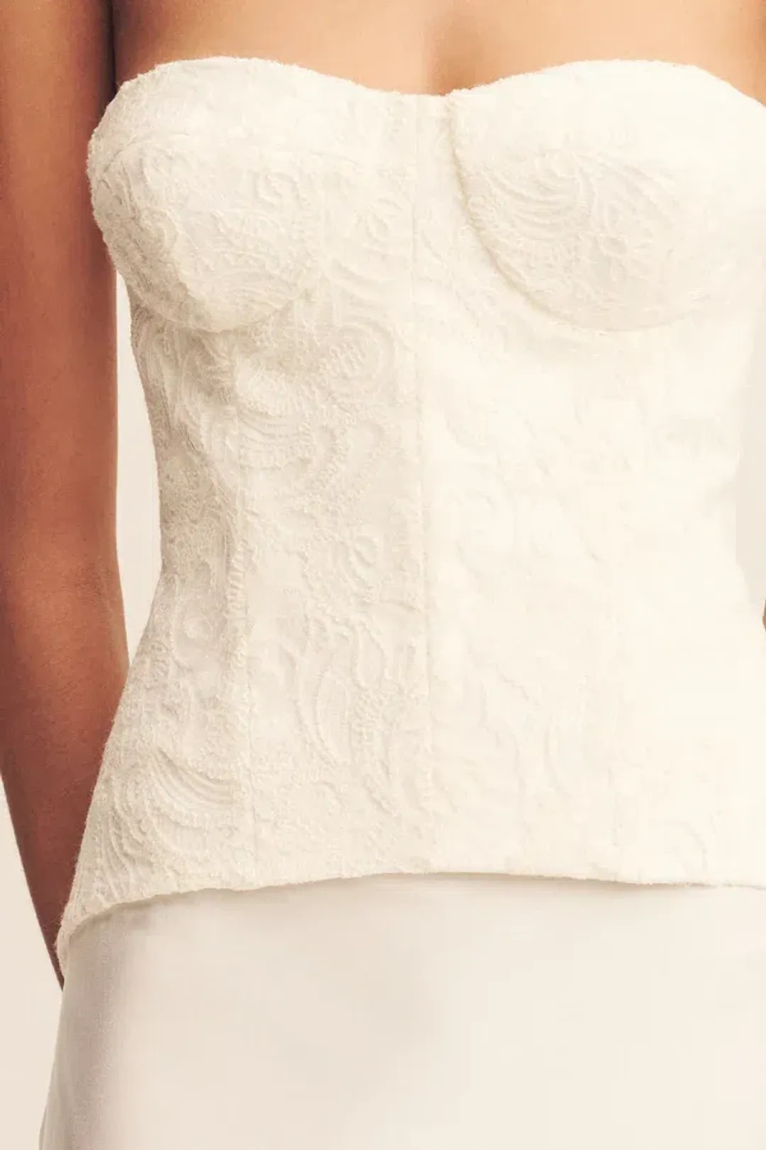 Shona Joy luminous lace strapless bustier - ivory for rent on The Volte - main image