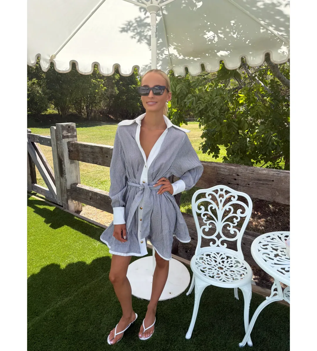 Zimmermann The Hypnotic Tuck Mini Dress in Stripe Size 0/AU 8  for rent on The Volte - main image