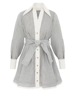 Zimmermann The Hypnotic Tuck Mini Dress in Stripe Size 0/AU 8  for rent on The Volte - image 1