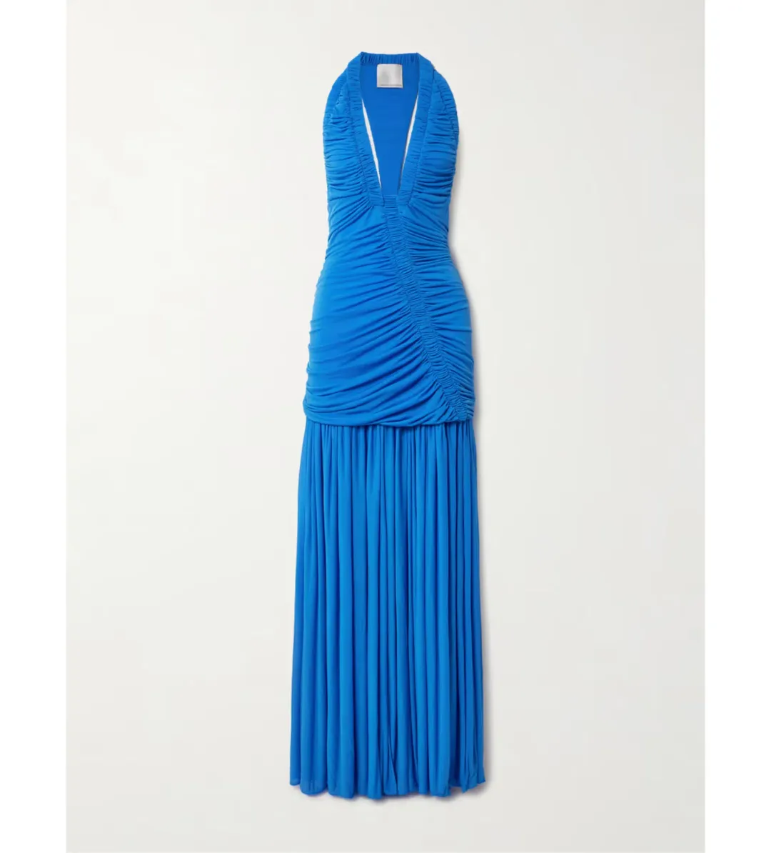 Christopher Esber Orion Open-back Ruched Mesh Gown in Blue Size 6 for rent on The Volte - main image