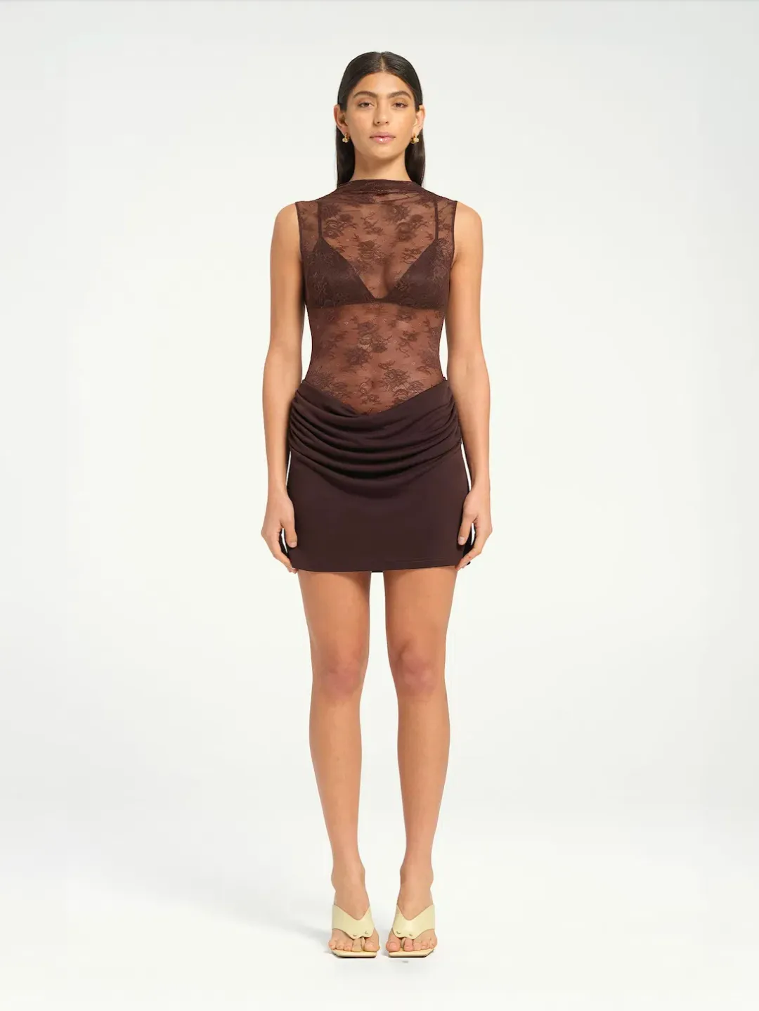 Benni Darby Mini Dress Chocolate Size 8/AU 8 for rent on The Volte - main image