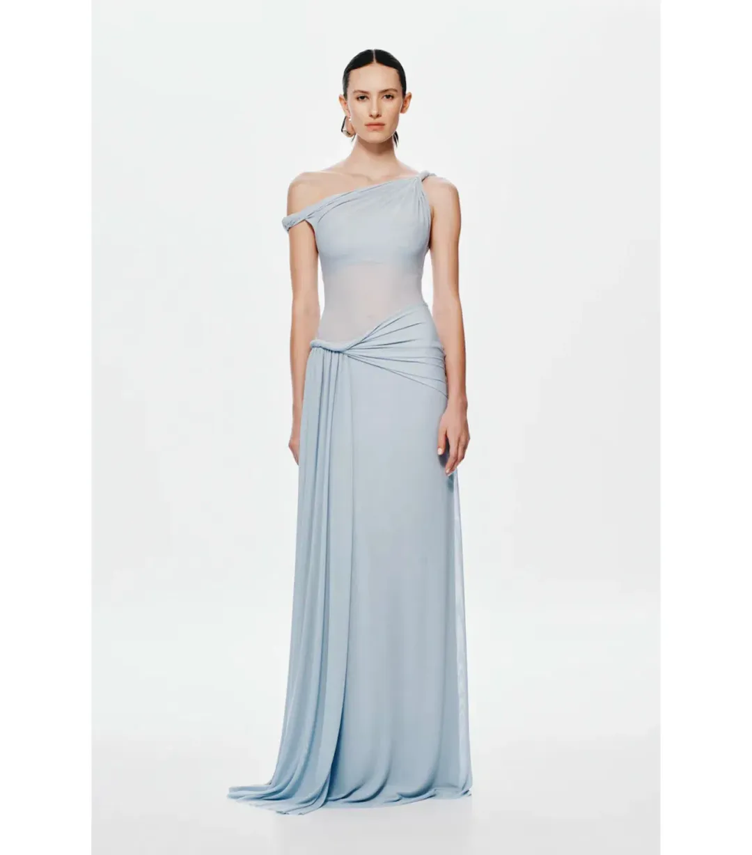 Misha The Sisal Mesh Maxi Dress in Dove Blue Size XS / AU 6 for rent on The Volte - main image