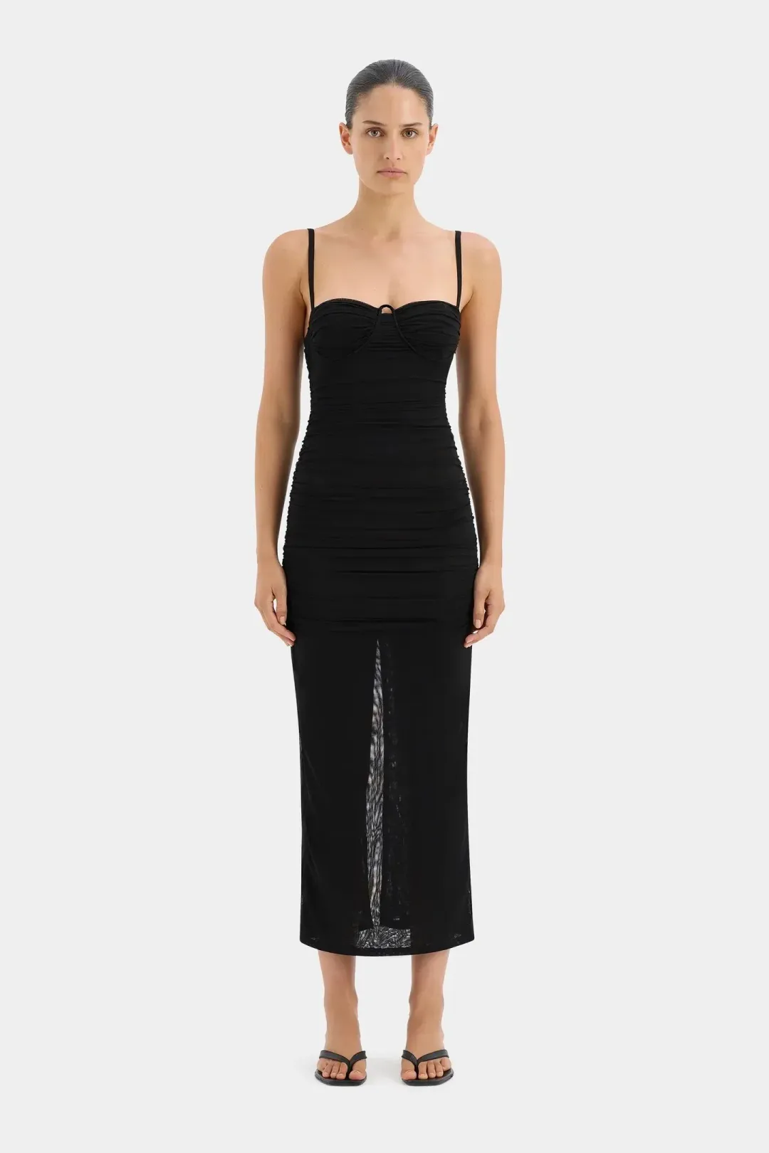 Sir The Label Jacques Gathered Midi Dress Black Size 2/AU 10 for rent on The Volte - main image