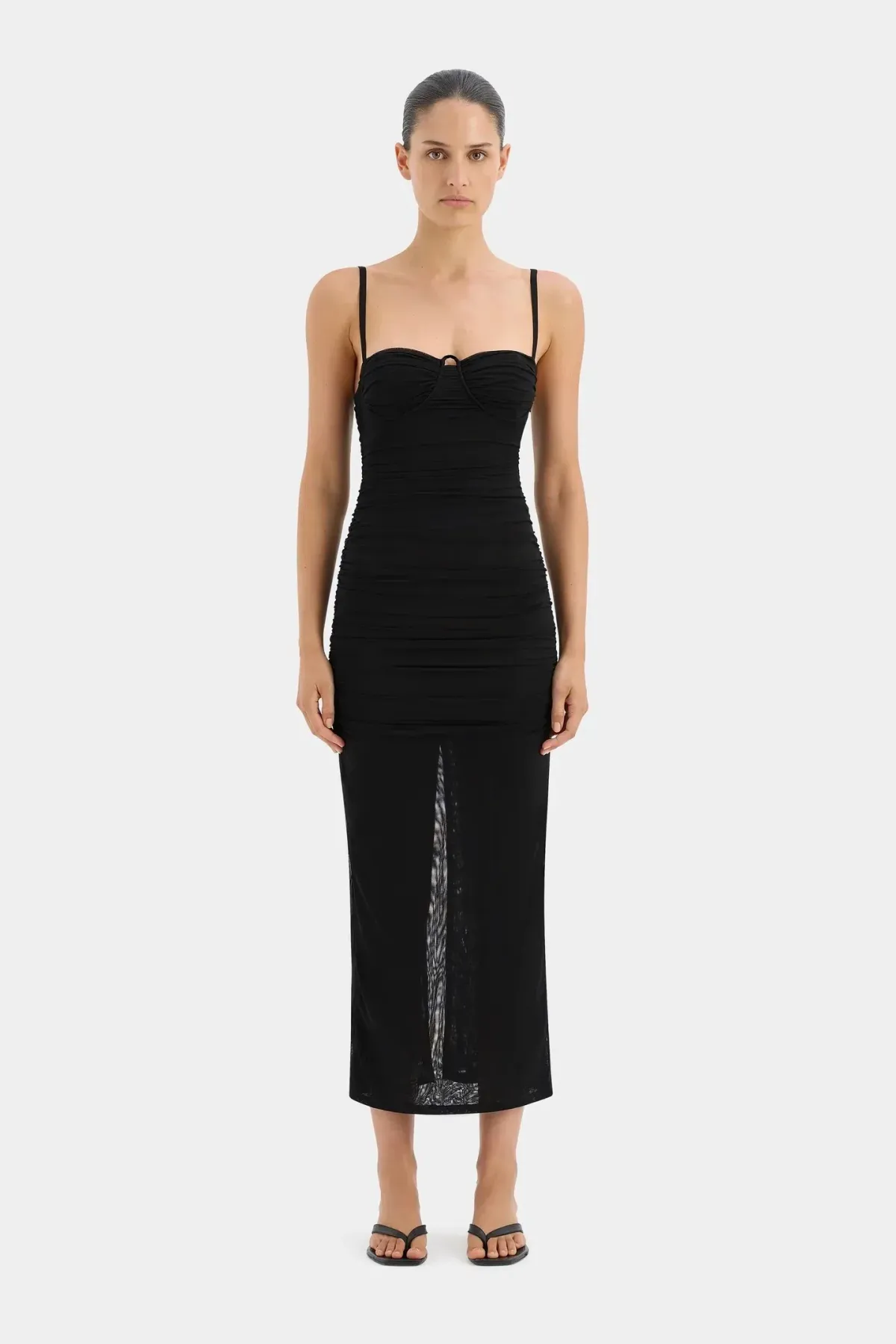 Sir The Label Jacques Gathered Midi Dress Black Size 2/AU 10 for rent on The Volte - main image