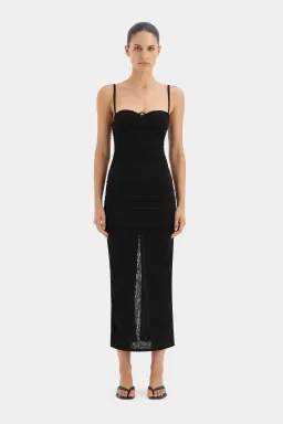 Sir The Label Jacques Gathered Midi Dress Black Size 2/AU 10 for rent on The Volte - image 1