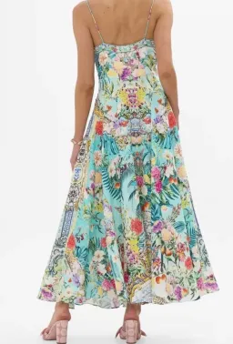 Camilla Gardens Of Queluz Long Dress With Tie Front  Multi Print Size XS / AU 8 for rent on The Volte - image 3