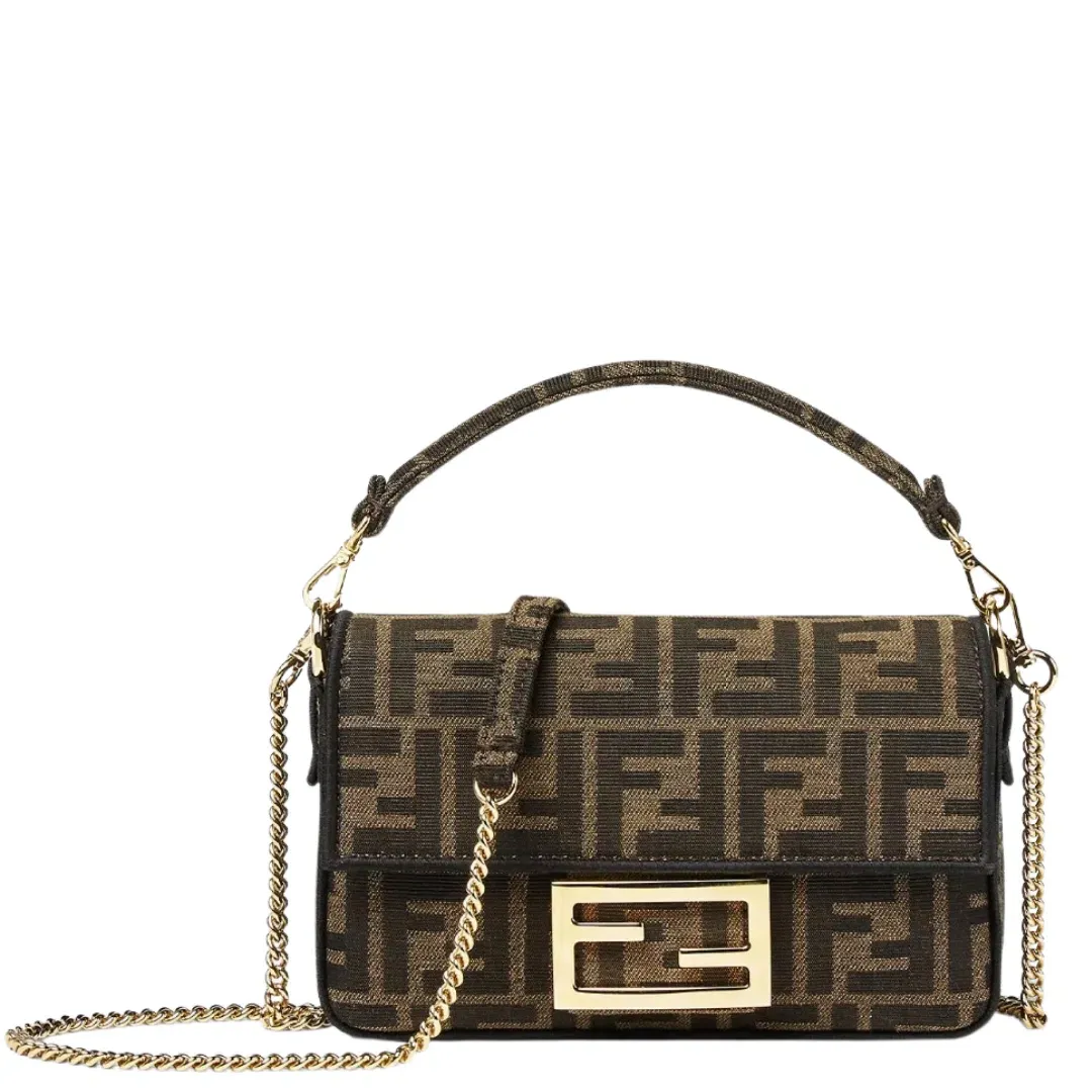 Fendi Baguette Mini Brown FF Jacquard for rent on The Volte - main image