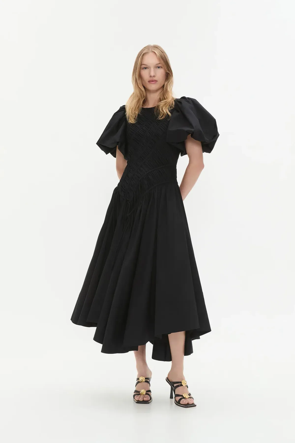 Aje Wisteria Midi Dress Black Size 12 for rent on The Volte - main image