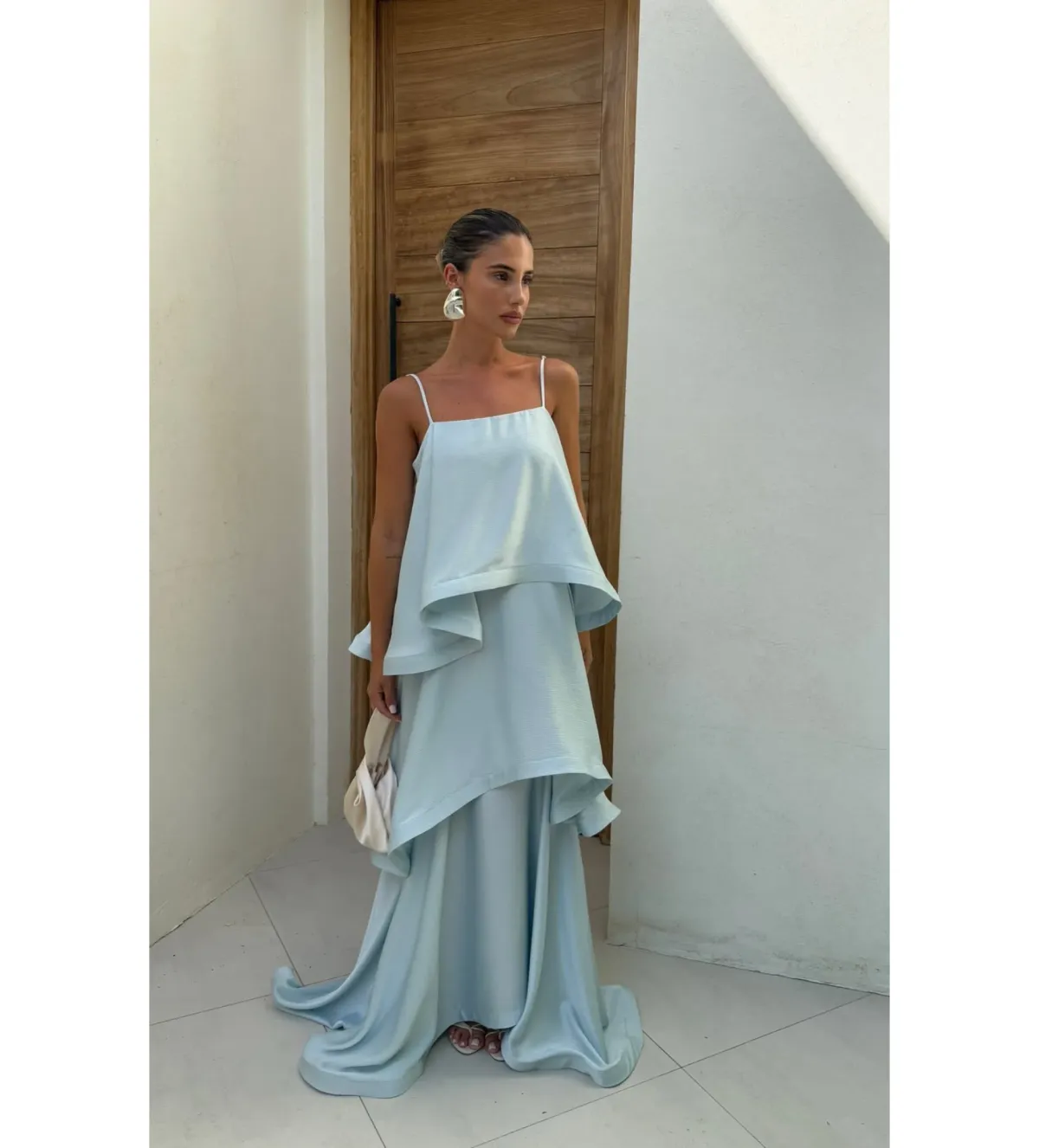 Elliatt Tilly Tiered Maxi Dress in Blue Size AU 10 for rent on The Volte - main image