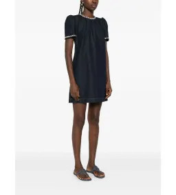 Zimmermann Embellished Denim Mini Dress in Black Size 2/AU 12 for rent on The Volte - image 3
