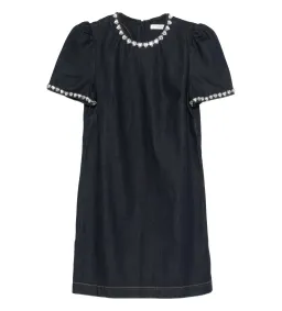 Zimmermann Embellished Denim Mini Dress in Black Size 2/AU 12 for rent on The Volte - image 5