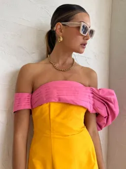 Rachel Gilbert Manuela Mini Dress Saffron & Yellow Size 3 / AU 12 for rent on The Volte - image 5