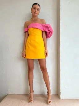 Rachel Gilbert Manuela Mini Dress Saffron & Yellow Size 3 / AU 12 for rent on The Volte - image 4