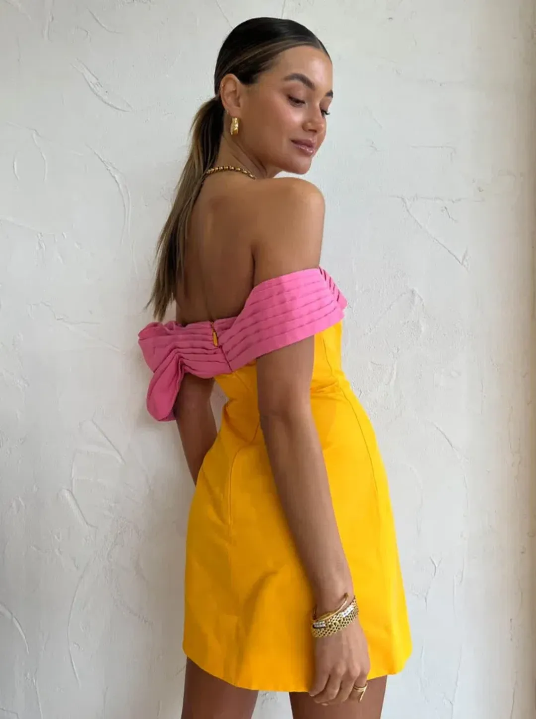 Rachel Gilbert Manuela Mini Dress Saffron & Yellow Size 3 / AU 12 for rent on The Volte - main image