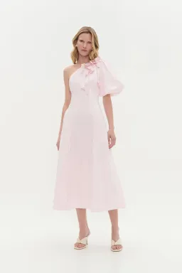 Aje Camille Midi Dress in Pastel Pink Size 8 for rent on The Volte - image 1