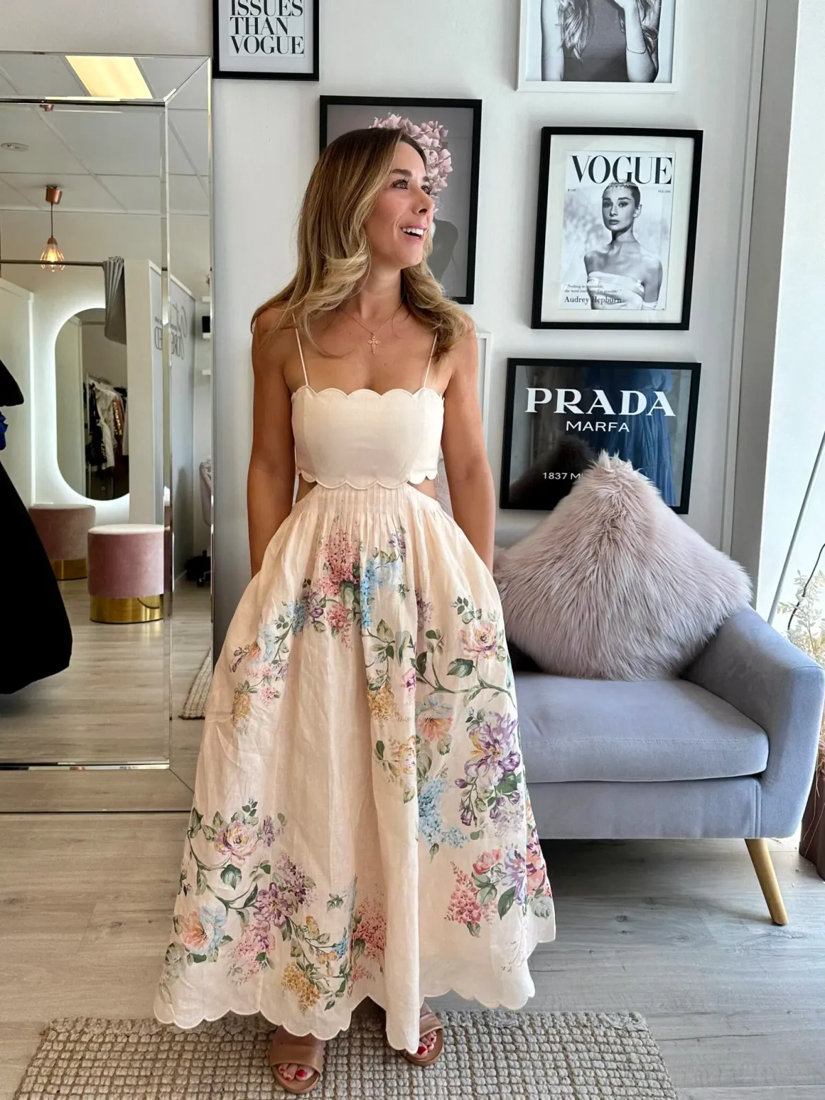 Zimmermann Halliday Scalloped Midi Dress Size 12 for rent on The Volte - main image