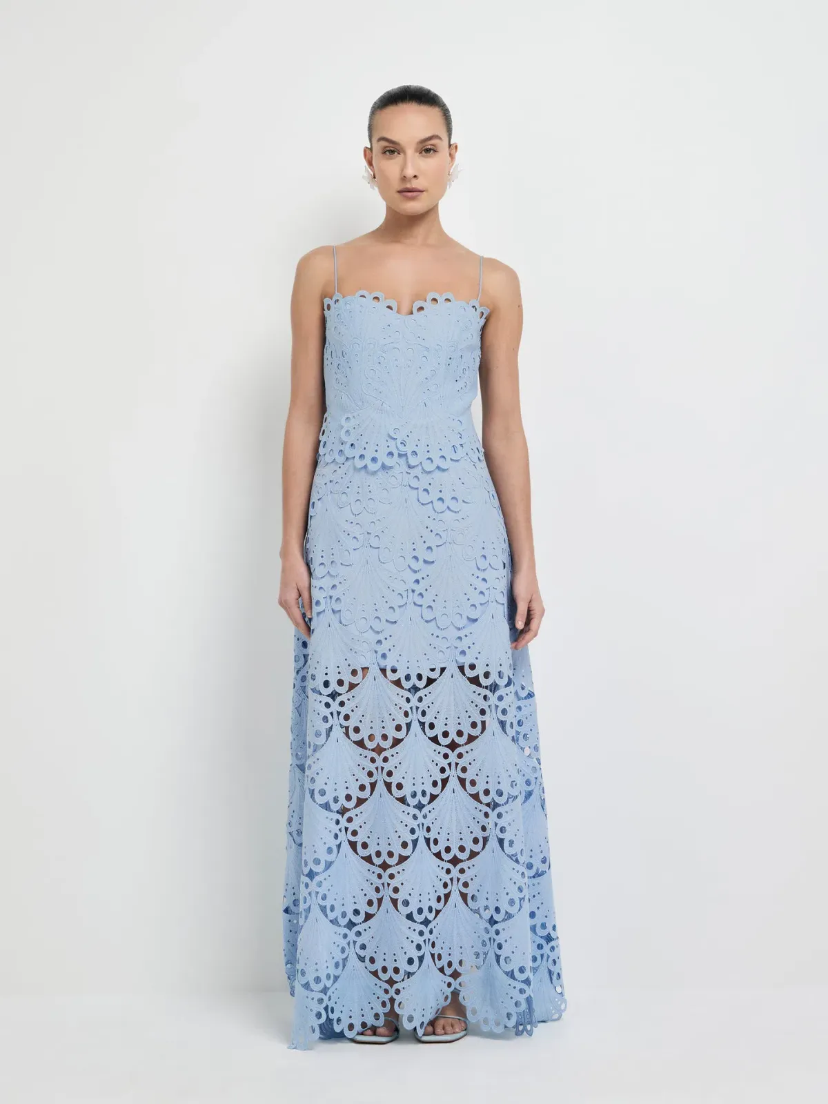 Sheike Ella Lace Maxi Dress Blue Size AU 8 for rent on The Volte - main image