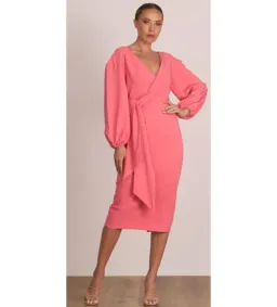 Pasduchas Ace Drape Midi Dress Pink Size 12 for rent on The Volte - image 1
