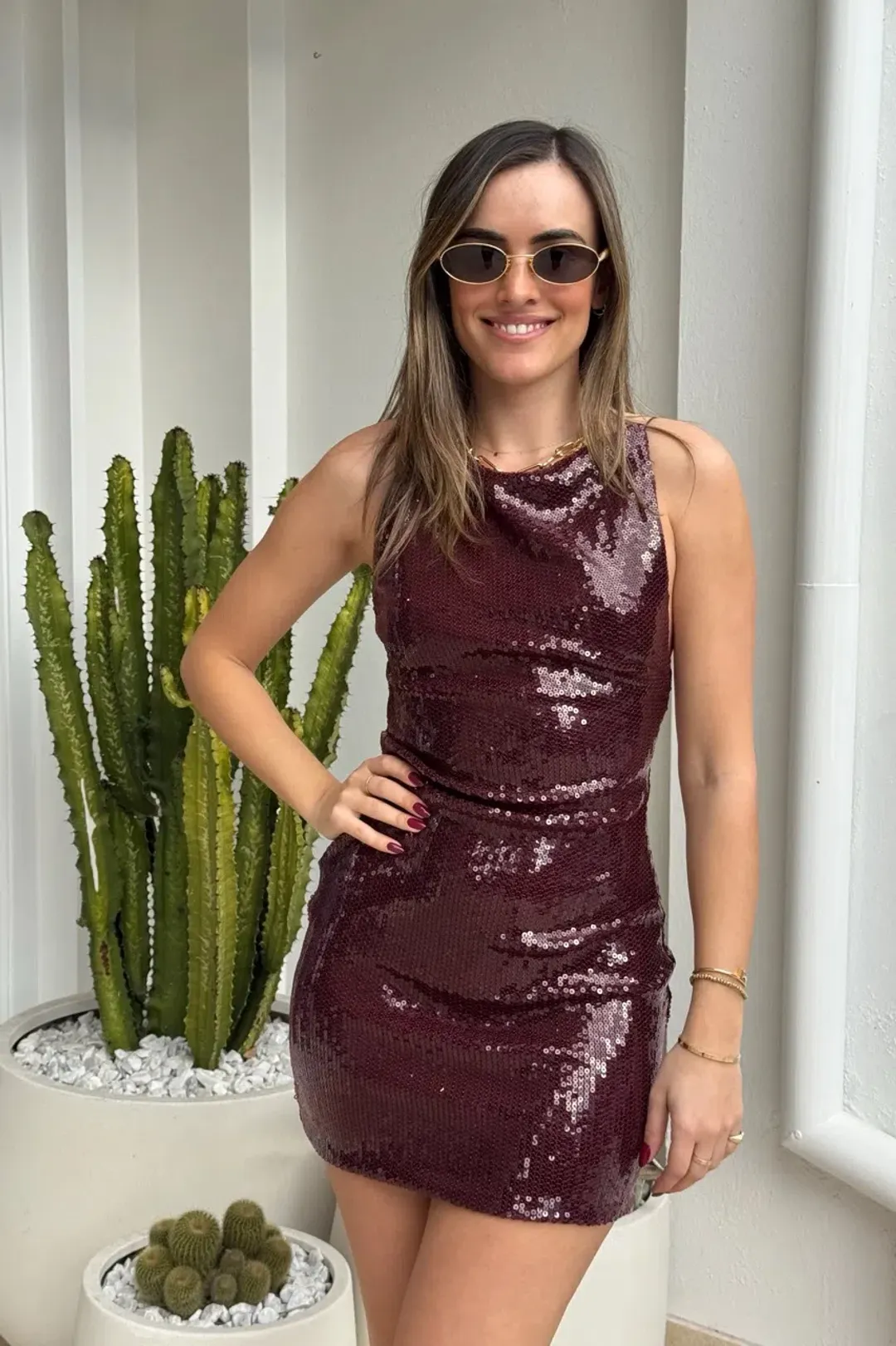 Bec & Bridge Celestia Mini Dress Plum Size 8 for rent on The Volte - main image