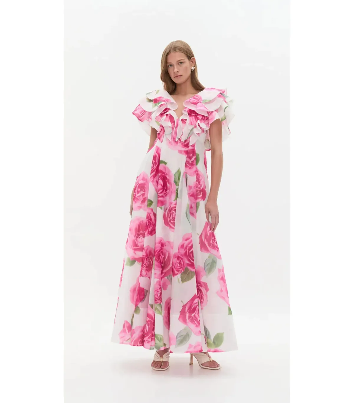 Aje Olea Maxi Dress in Soft Rose Light Size AU 12  for rent on The Volte - main image