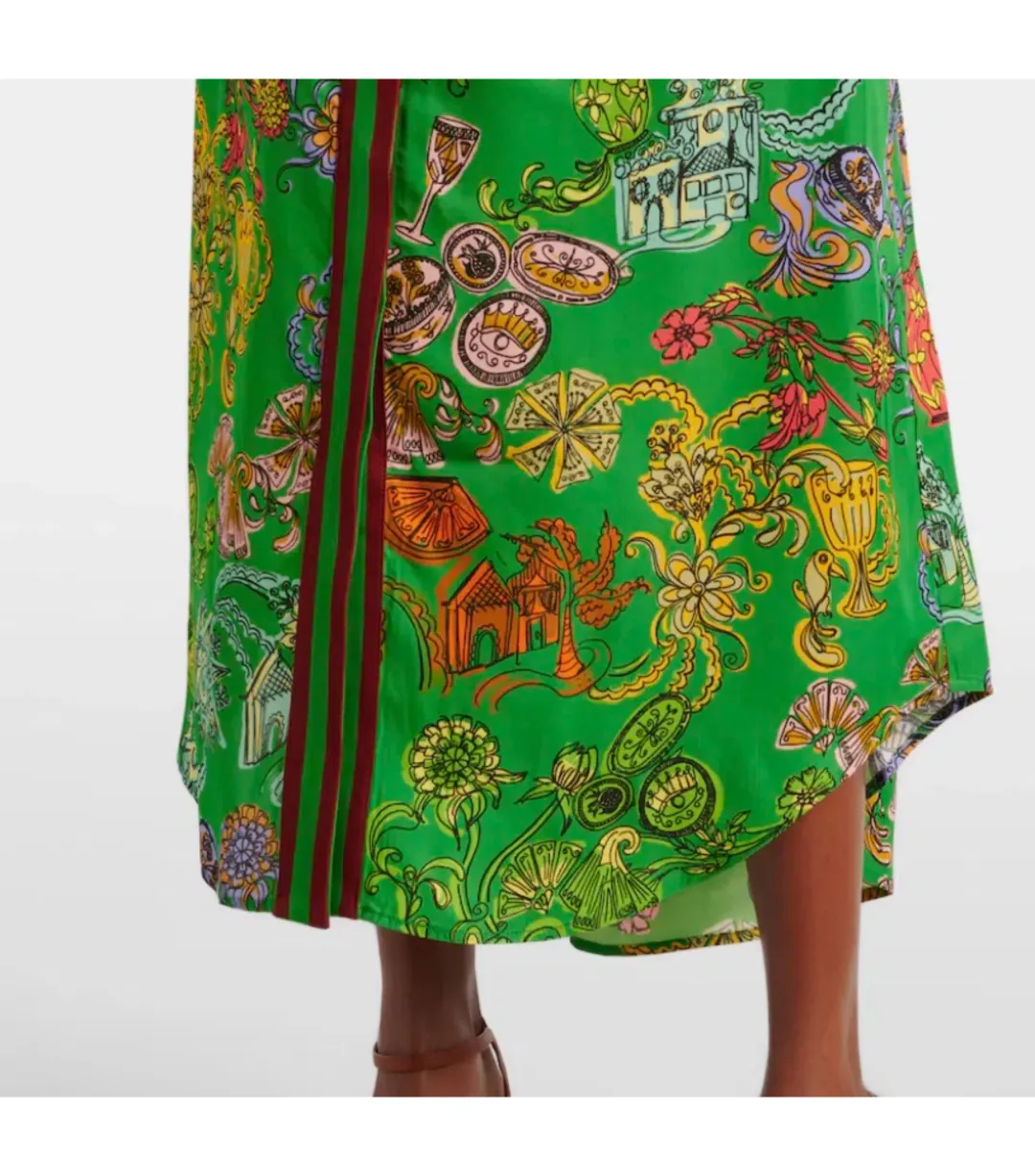 Alemais Fiesta Midi Shirtdress Green Print Size AU 16 for rent on The Volte - main image