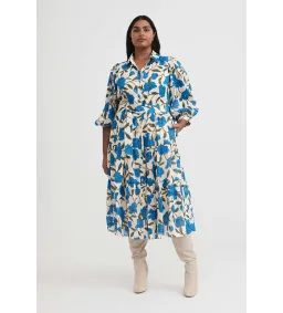 Witchery Blue Violet Silk Linen Shirt Midi Dress Lapis Size 8 for rent on The Volte - image 1