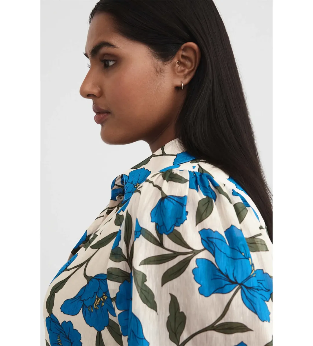 Witchery Blue Violet Silk Linen Shirt Midi Dress Lapis Size 8 for rent on The Volte - main image