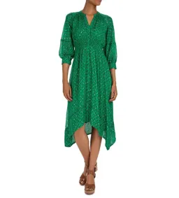 Ba&Sh Cyana Midi Dress Green Print Size 1/AU 8-10 for rent on The Volte - image 1