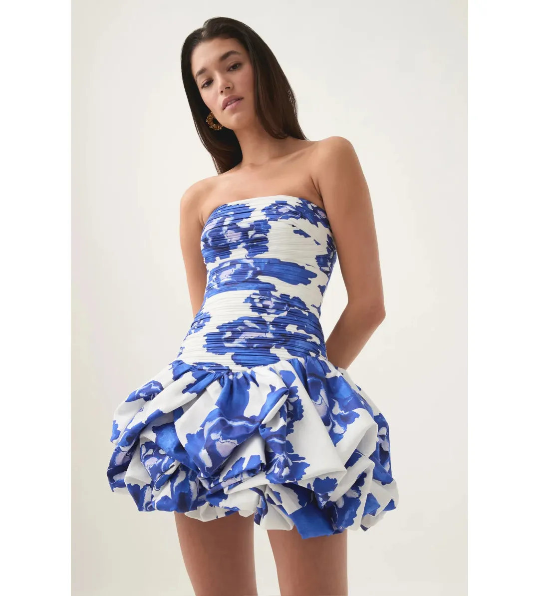 Aje Bubble Mini Dress Boldly Blooming Cobalt Size 8 for rent on The Volte - main image