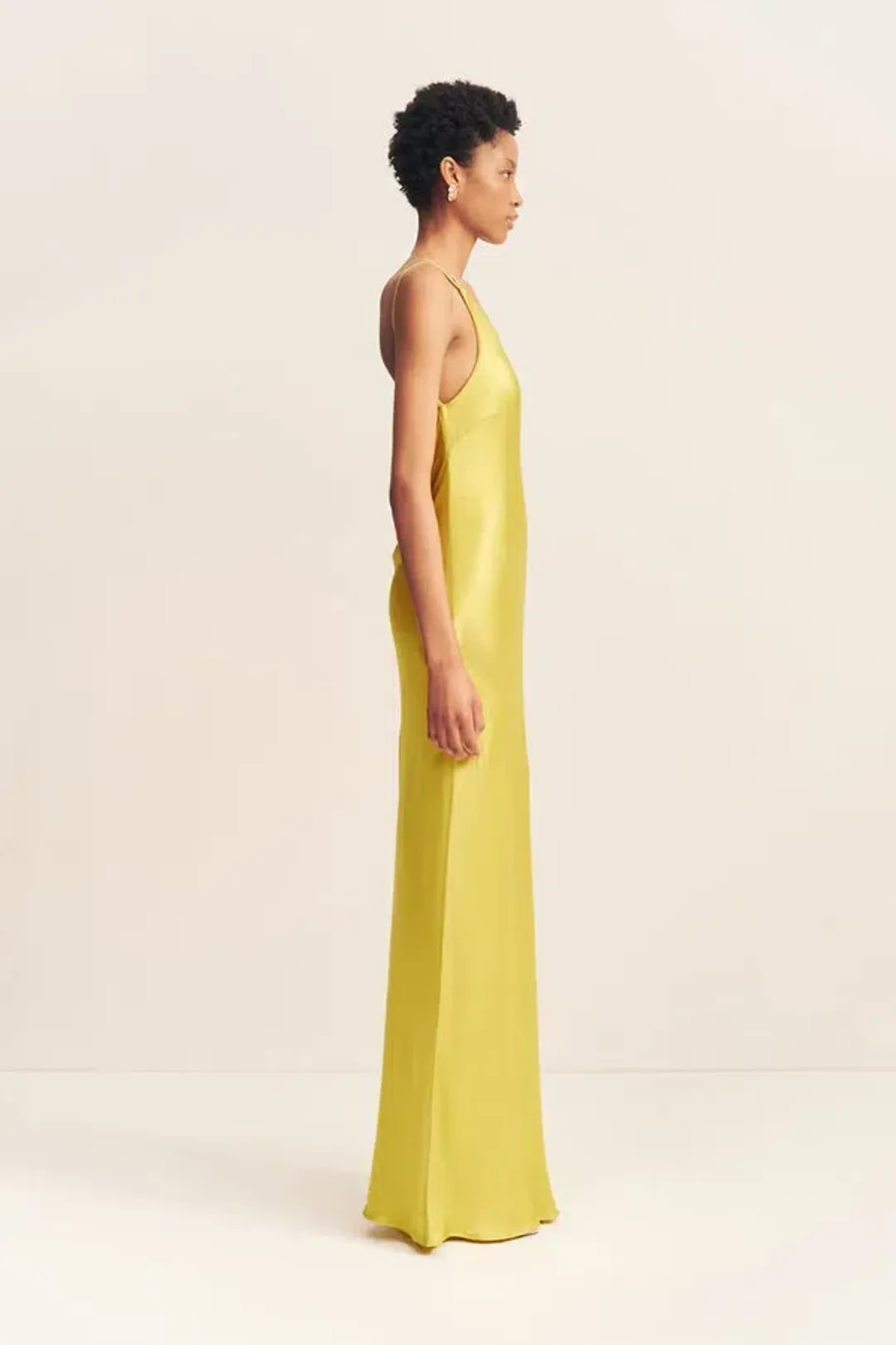 Shona Joy Sofia One Shoulder Cowl Maxi Dress Lime Size 8  for rent on The Volte - main image