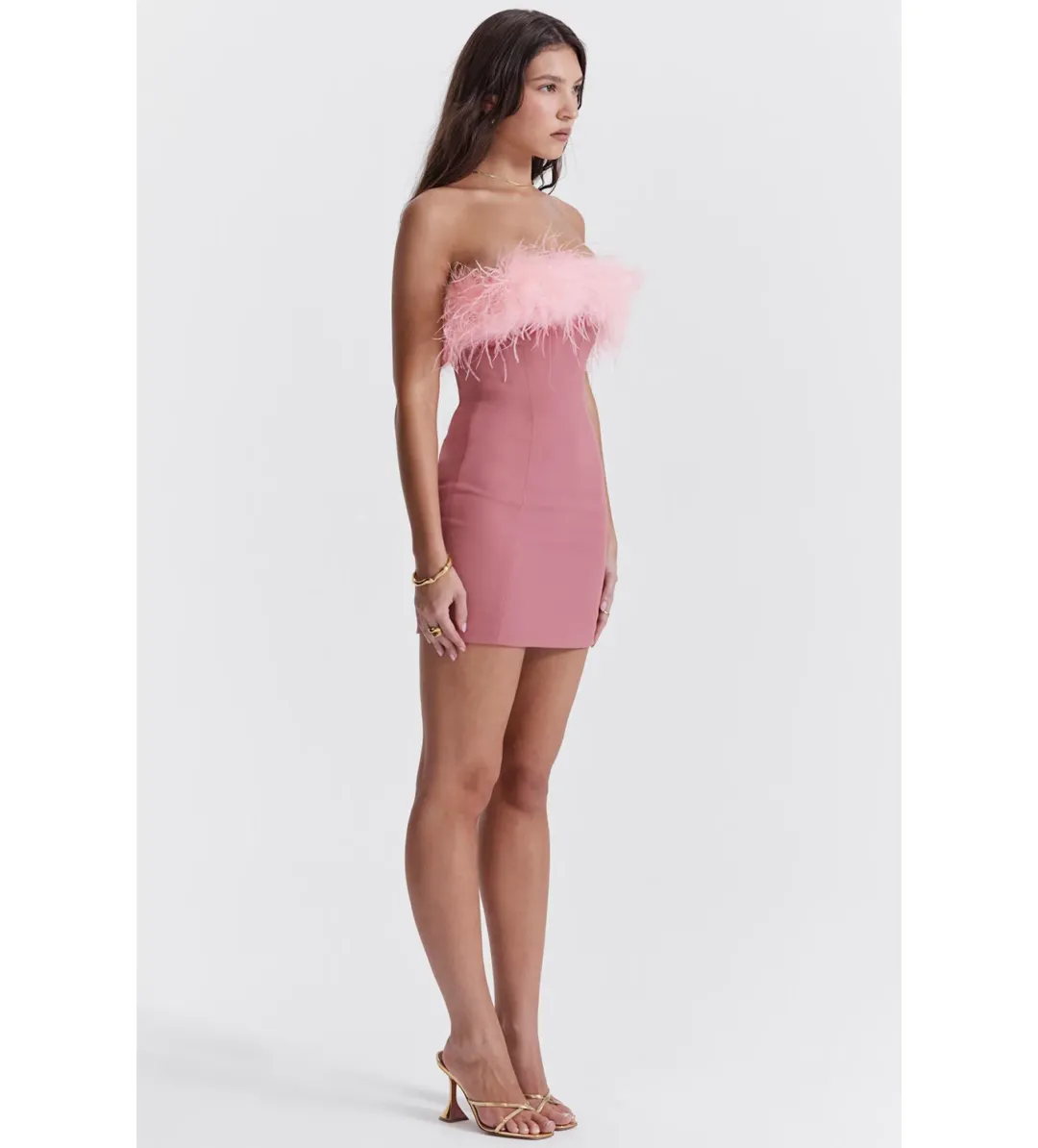 House Of Cb Alexa Warm  Mini Dress Size Pink Feather XS/ AU 6 for rent on The Volte - main image