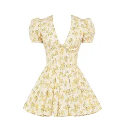 House Of CB Imani Buttercup Pleated Cotton Mini Dress Vintage Floral Print Size 8 for rent on The Volte - image 5