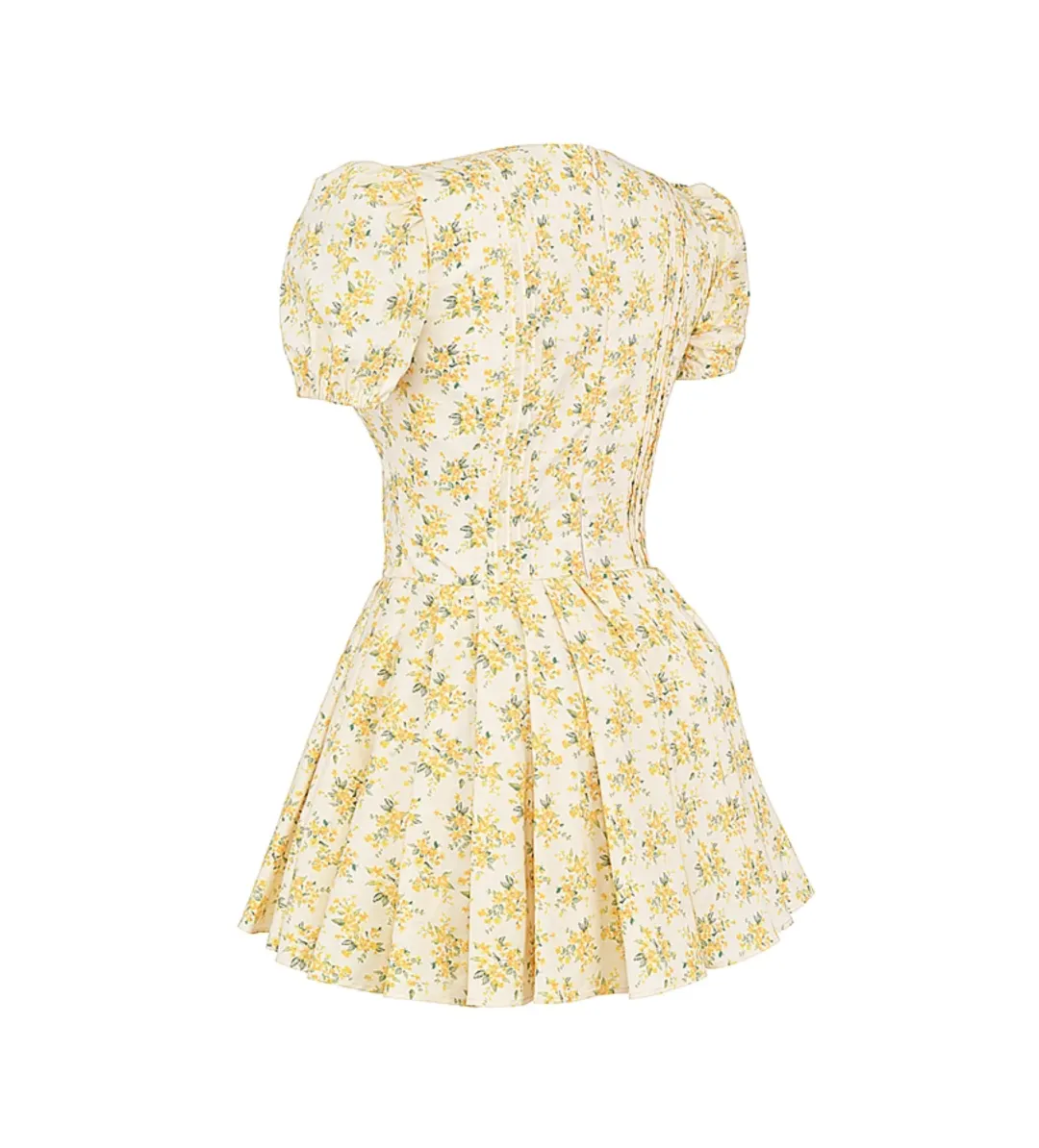 House Of CB Imani Buttercup Pleated Cotton Mini Dress Vintage Floral Print Size 8 for rent on The Volte - main image